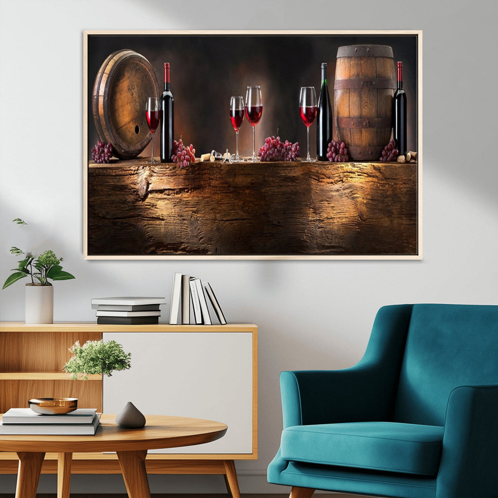 Wine and Barrels Wall Art Canvas Print