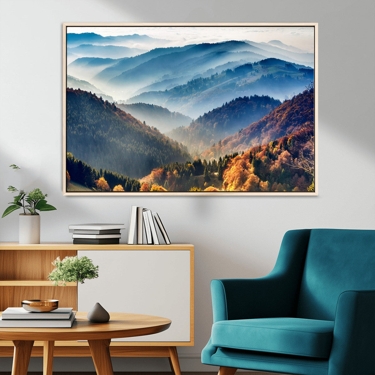 Mountains Forest Autumn Wall Art Canvas Print