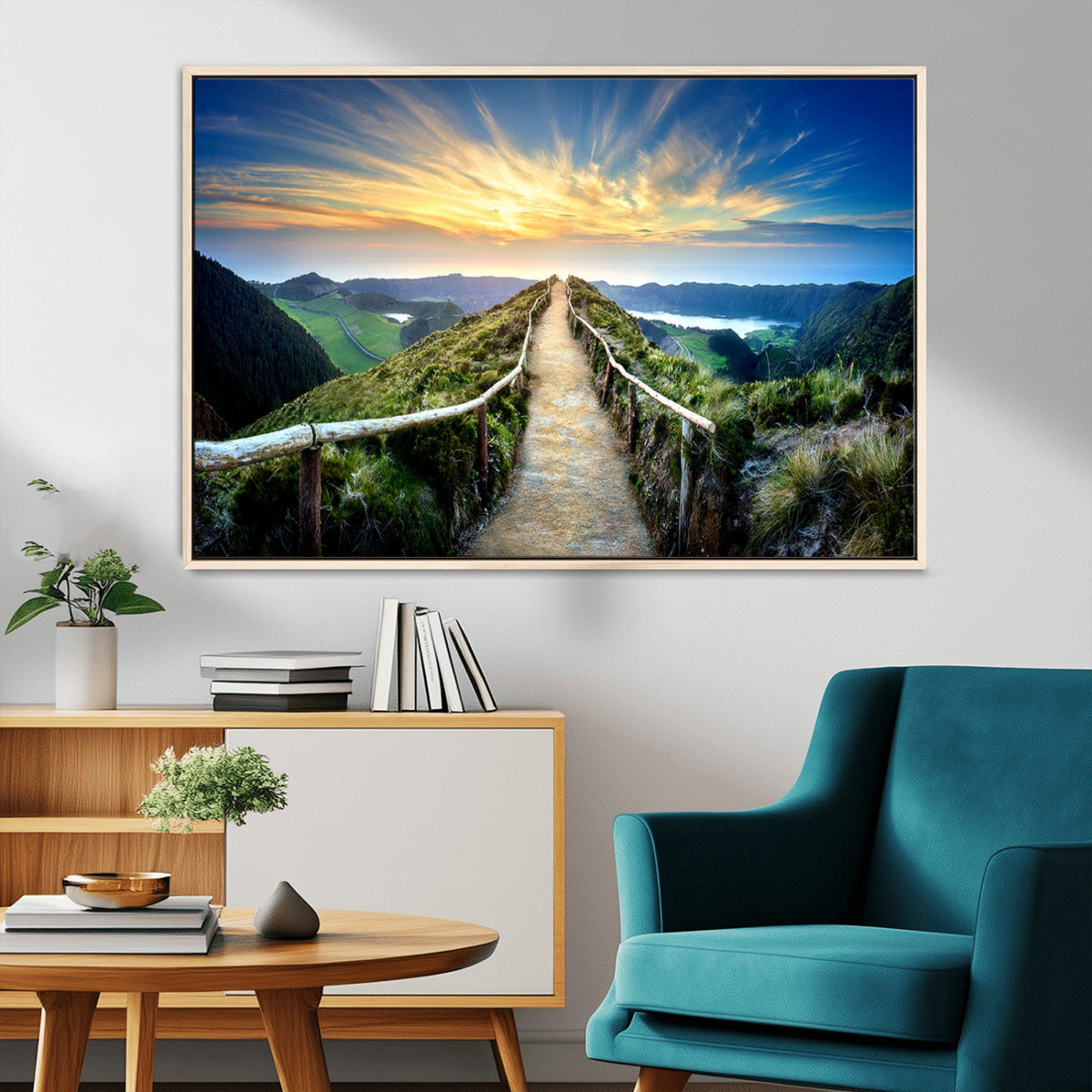 Mountain and Sunset Wall Art Canvas Print