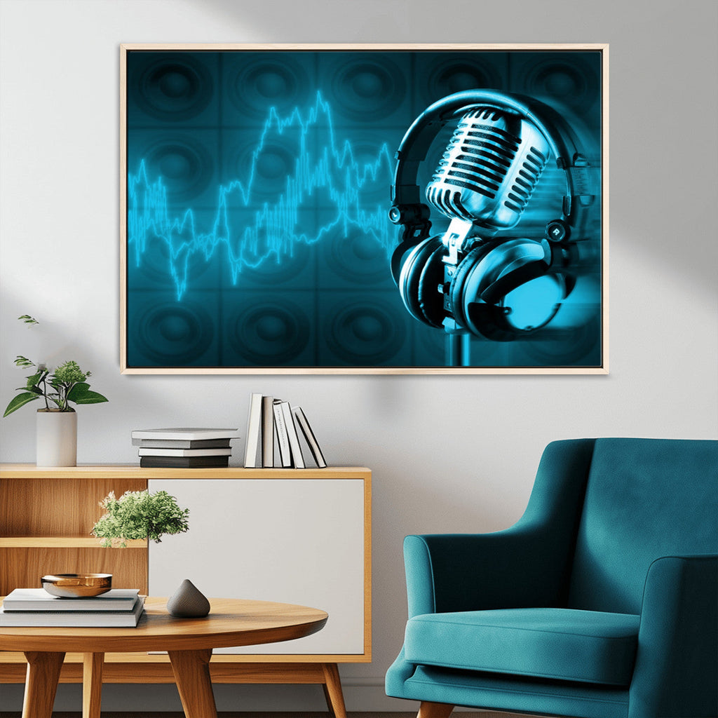 Music and Microphone Wall Art Canvas Print