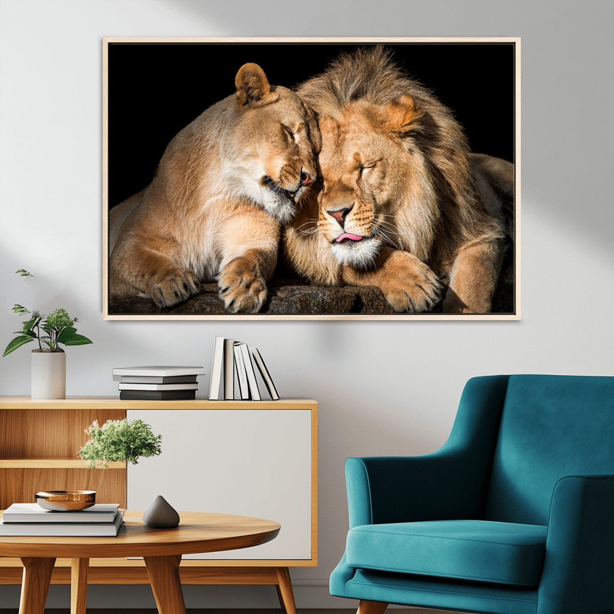 Lion and Lioness Wall Art Canvas Print | African Wildlife Animal Art