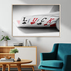 Framed Lucky Poker Cards Canvas | Modern Triptych Wall Art for Game Rooms
