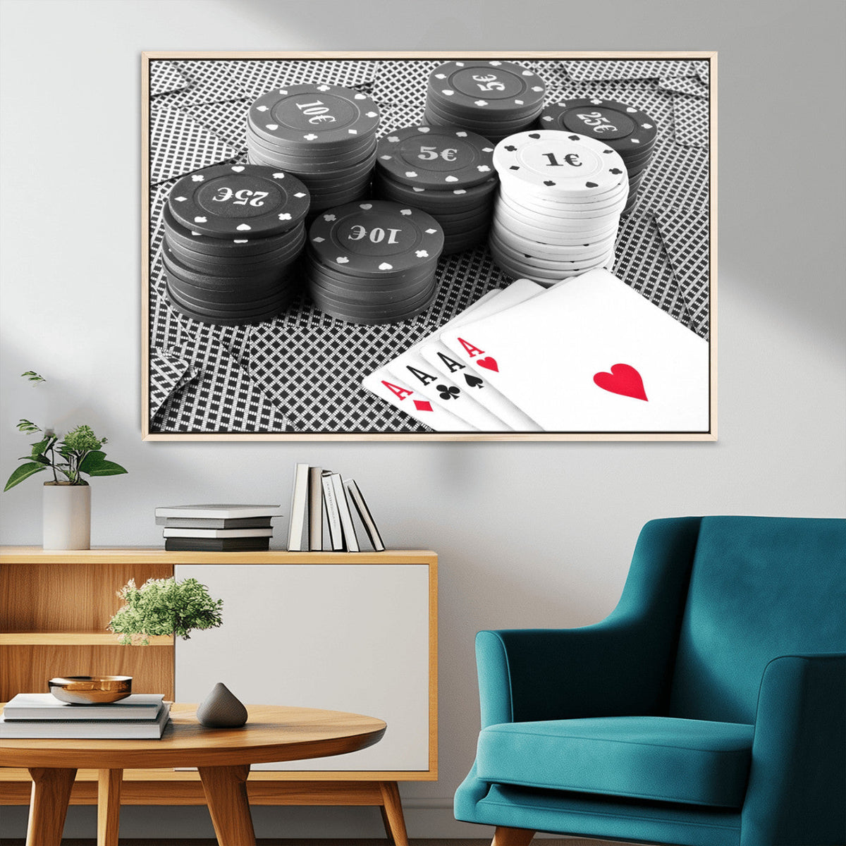 Poker Game Cards Wall Art Canvas, Multi Panel Wall Art