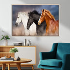Animal Wall Art Three Horses Farmhouse Art Canvas Print
