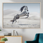Prancing Horse Desert Large Wall Art Canvas Print, Majestic Horse Animal Artwork