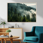 Misty Forest Wall Art Premium Canvas Print, Foggy and Serene Atmosphere