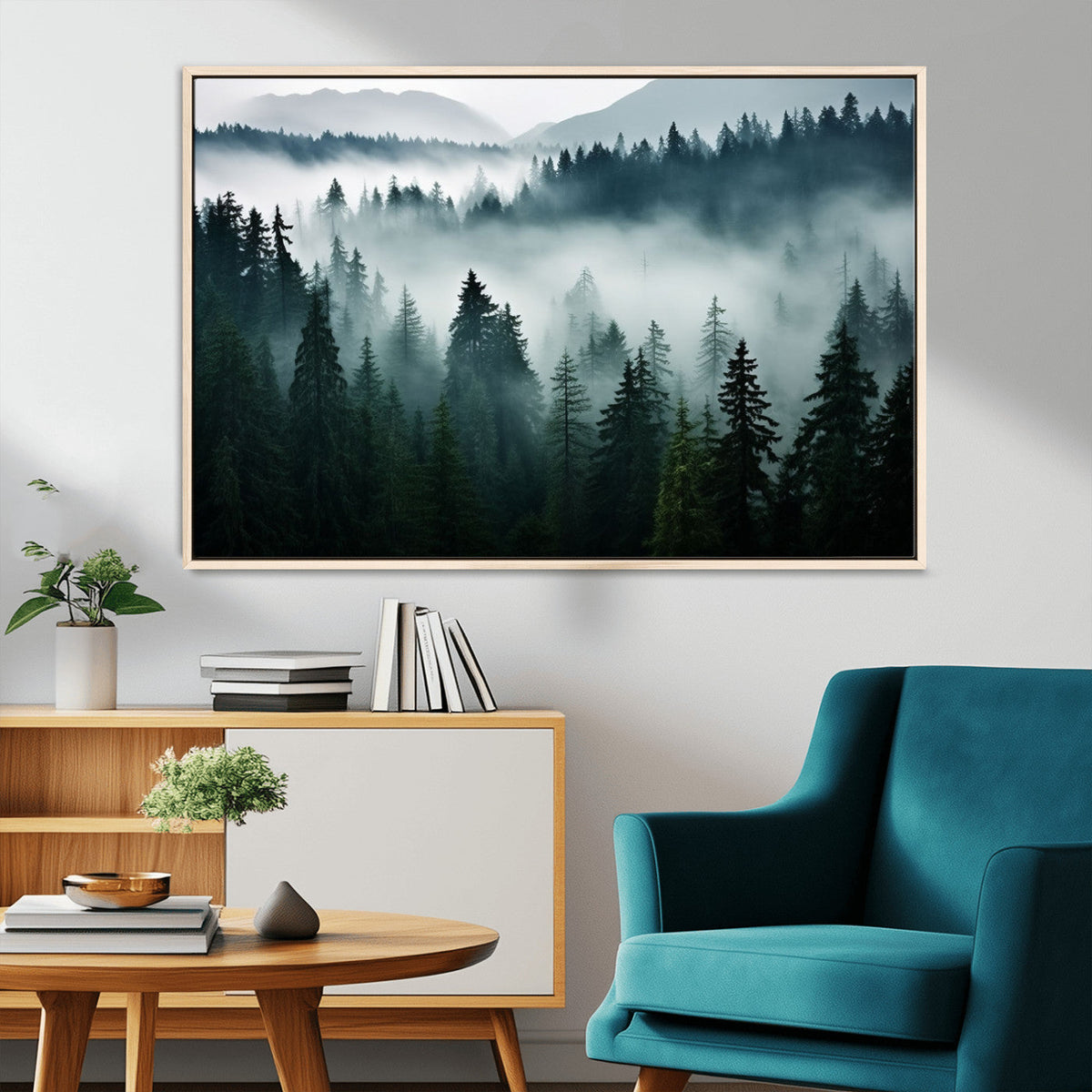 Captivating Misty Forest Wall Art Canvas, Premium Canvas Print of a Foggy and Serene Atmosphere