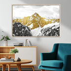 Gold Abstract Mountains Wall Art Print on Canvas, Nature Wall Art Print