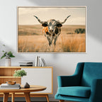 Texas Cow Wall Art Canvas Print for Farm House Wall Decor