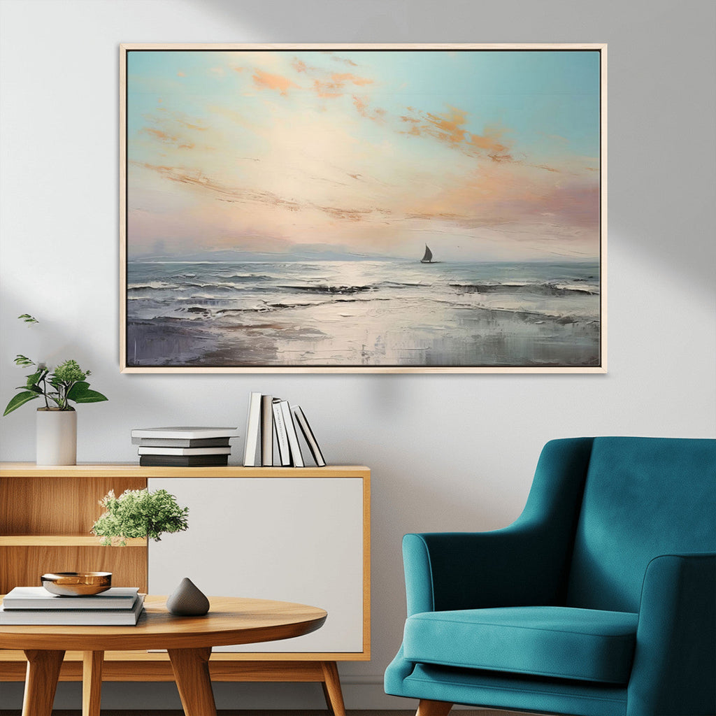 Abstract Ocean Wall Art, Boat Wall Art Canvas Print