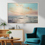 Abstract Ocean Wall Art, Boat Wall Art Canvas Print