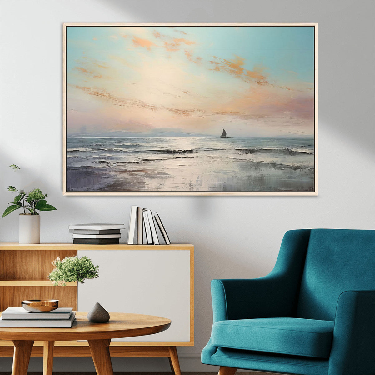 Abstract Ocean Wall Art, Boat Wall Art Canvas Print