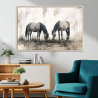 Chinese Ink Style Vintage Horses Wall Art Canvas Print