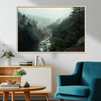 Misty Forest Wall Art, Tranquil Nature Landscape, Ready to Hang | Extra Large 3 Piece Canvas Wall Art