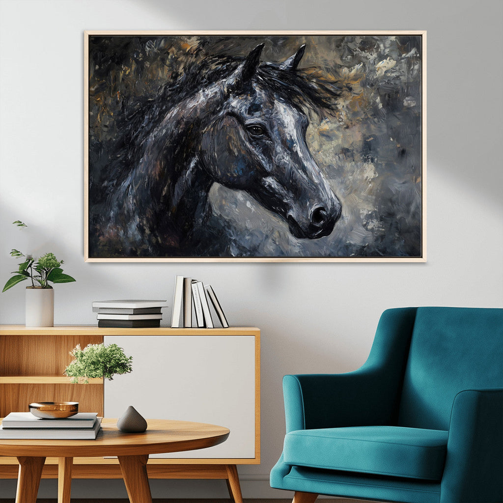 Large Abstract Horse Wall Art Canvas Print, Farmhouse Wall Art