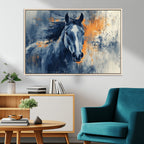 Abstract Blue Horse Wall Art Print Canvas | Western Horse Wall Art for Farmhouse Decor
