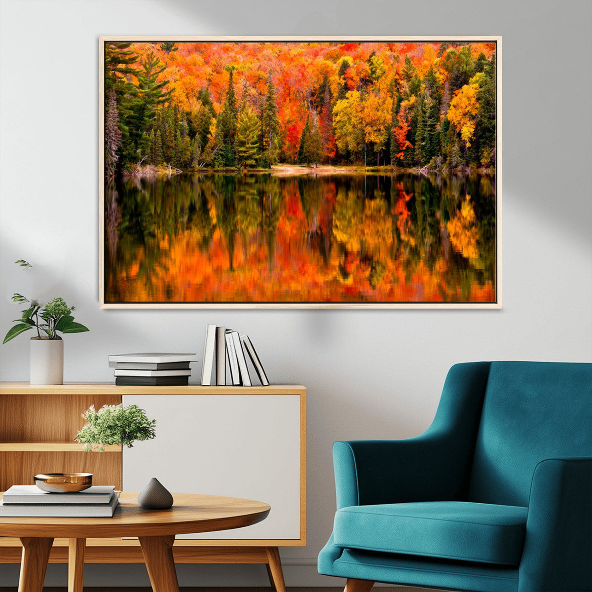 Forest Reflection Art | Autumn Forest Reflection Wall Art | Triptych Canvas Print