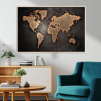 World Map Canvas Print | Framed Travel Map Wall Art for Couples