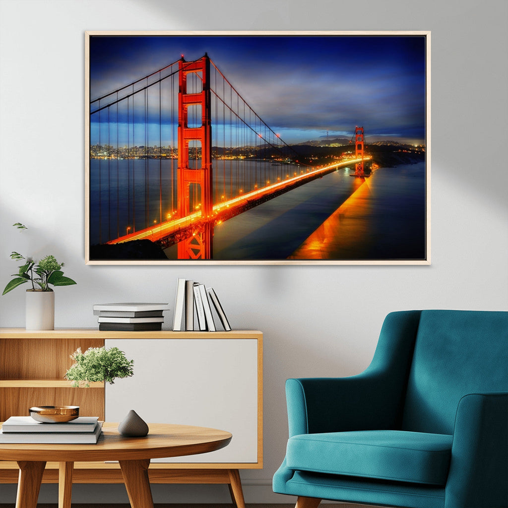 Large Wall Art San Francisco Canvas Print - Wonderful Golden Gate Bridge at Twilight