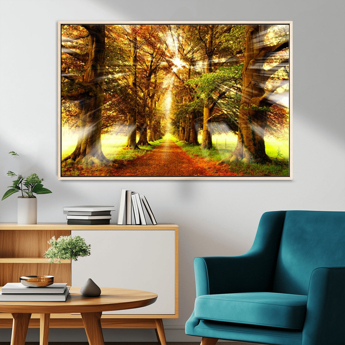 Sunshine in Forest and Trees Wall Art Canvas Print
