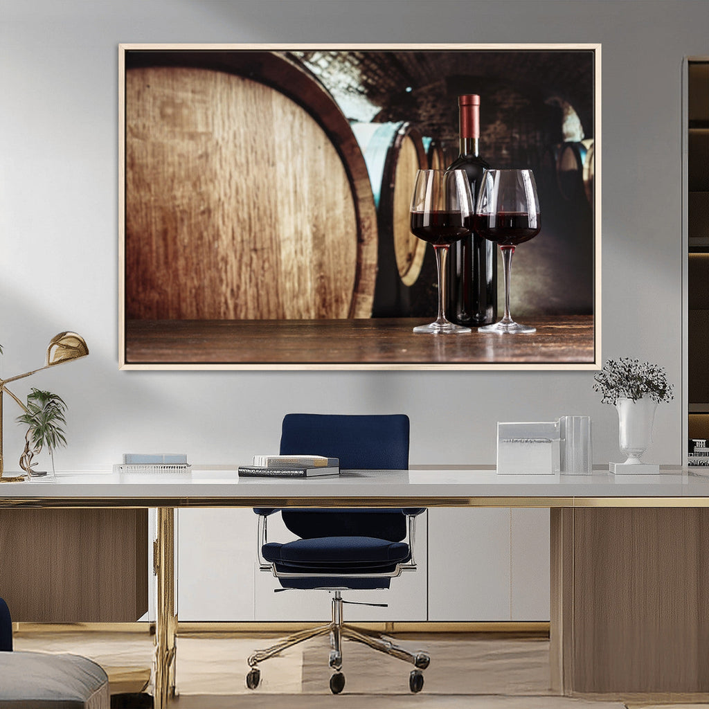 Wine and Barrel Wall Art Canvas Print