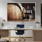 Wine and Barrel Wall Art Canvas Print