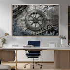 Ship Steering Wheel Vintage Wall Art Canvas Print