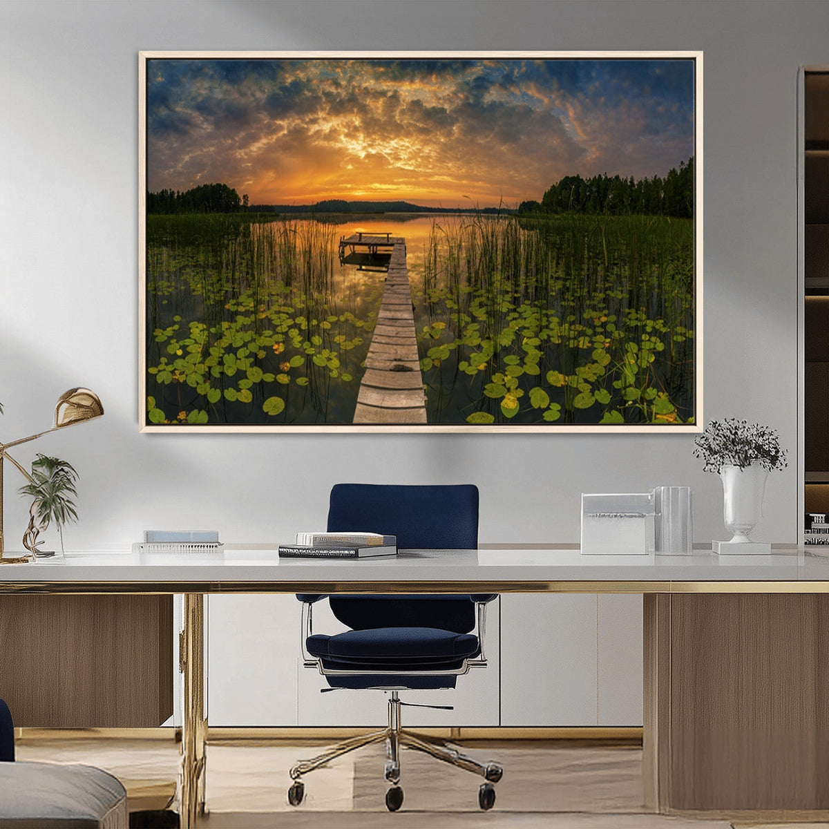 Lake and Flower Wall Art Canvas Print
