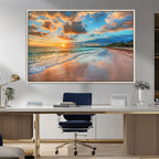 Sunset Beach Canvas Wall Art | Tropical Triptych Seascape Print