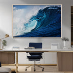 Ocean Wave at Sunset Canvas Art, Large Wall Print of Vibrant Water Waves