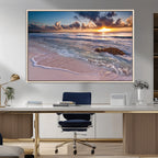 Sea Ocean Sunset Beach Wall Art Canvas Print