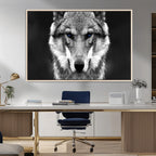 Black and White Wild Wolf Wall Art Canvas Print