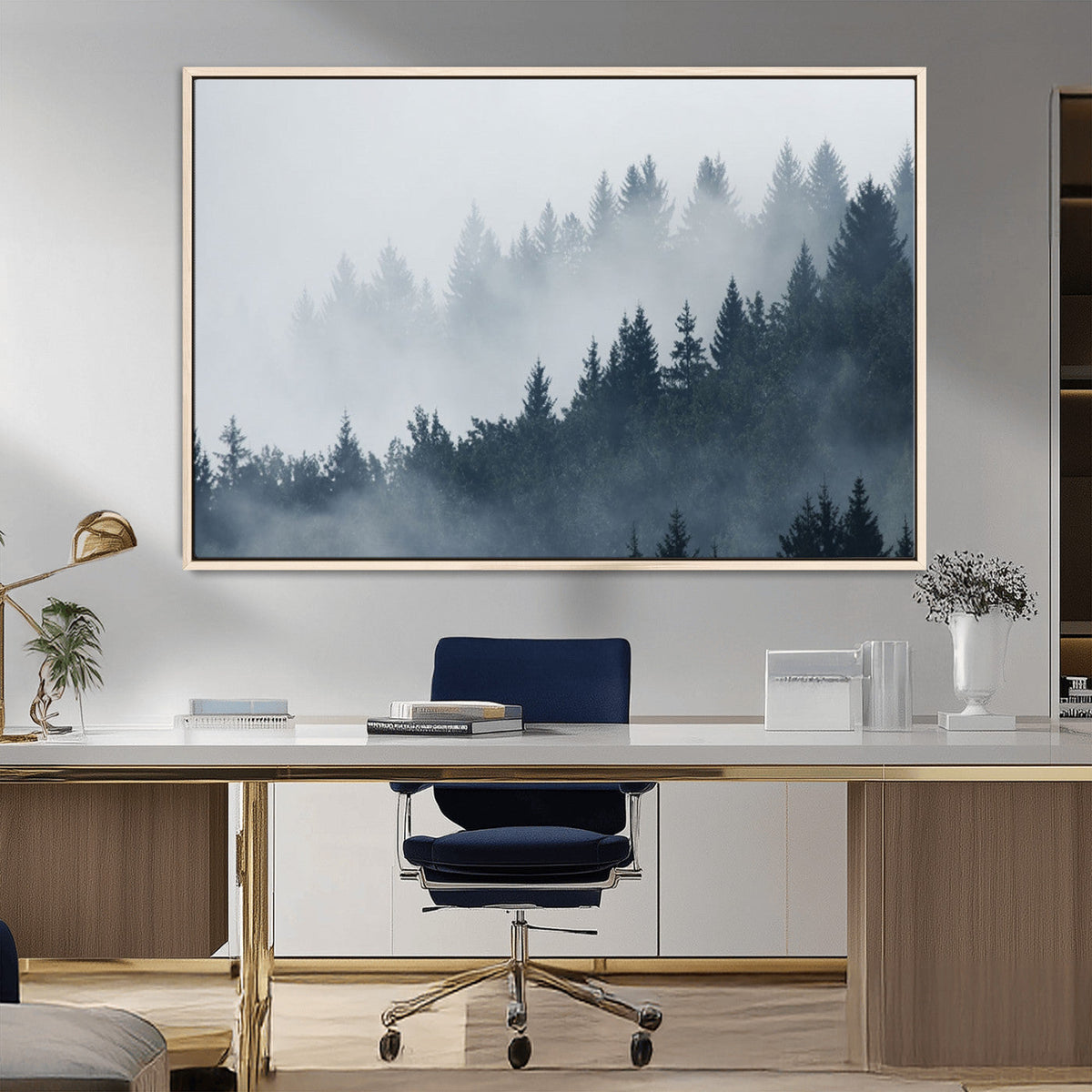 Foggy Pine Forest Wall Art Canvas Print