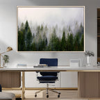 Forest Wall Art Canvas Print | Foggy Forest Wall Art | Pine Wood Forest Print