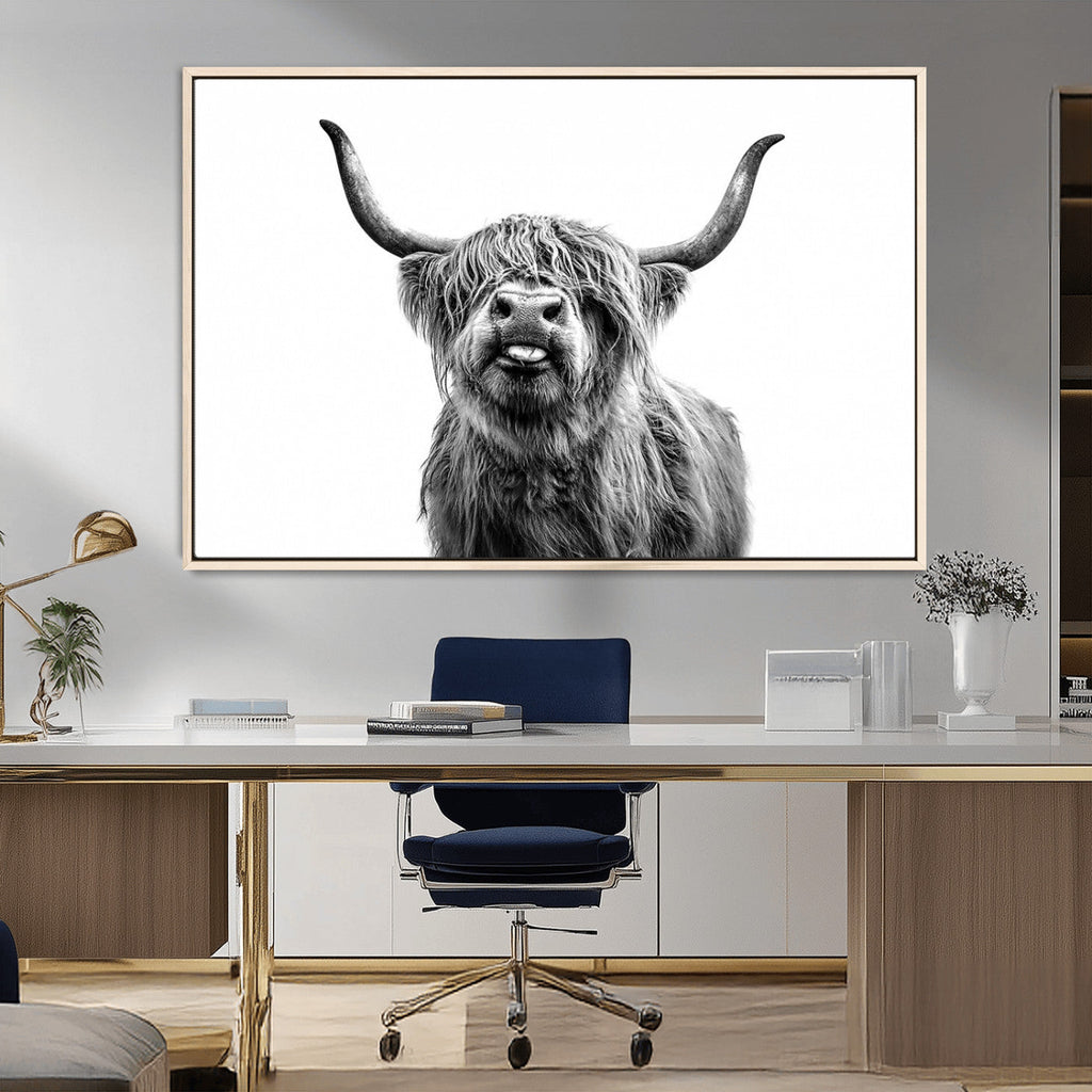 Fanny Scottish Highland Cow Cattle Art Print Farmhouse Wall Art Canvas Print