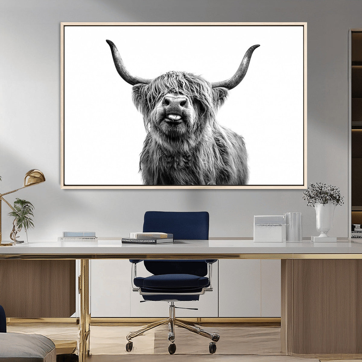 Fanny Scottish Highland Cow Cattle Art Print Farmhouse Wall Art Canvas Print