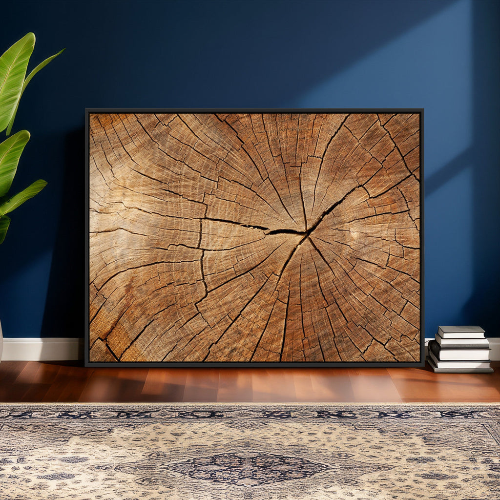Tree Ring Canvas Art, Rustic Wood Grain Wall Art, Tree Slice Decor for Modern Homes