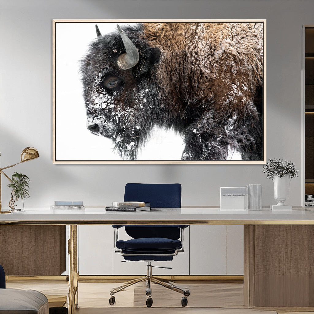 American Bison Wall Art Print, Majestic Buffalo Canvas Print for Living Room or Office