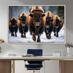 Buffalo Wall Art Canvas Print, American Bison Herd Wall Art