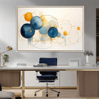 Geometric Blue Orange Abstract Wall Art Canvas, Geometric Blue Orange Canvas Print