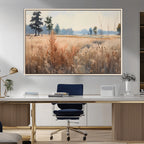 Golden Fields Canvas Wall Art Print | Serene Minimalist Landscape for Modern Decor