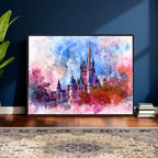 Disney Wall Art: Dreamy Watercolor Cinderella Castle Canvas Print