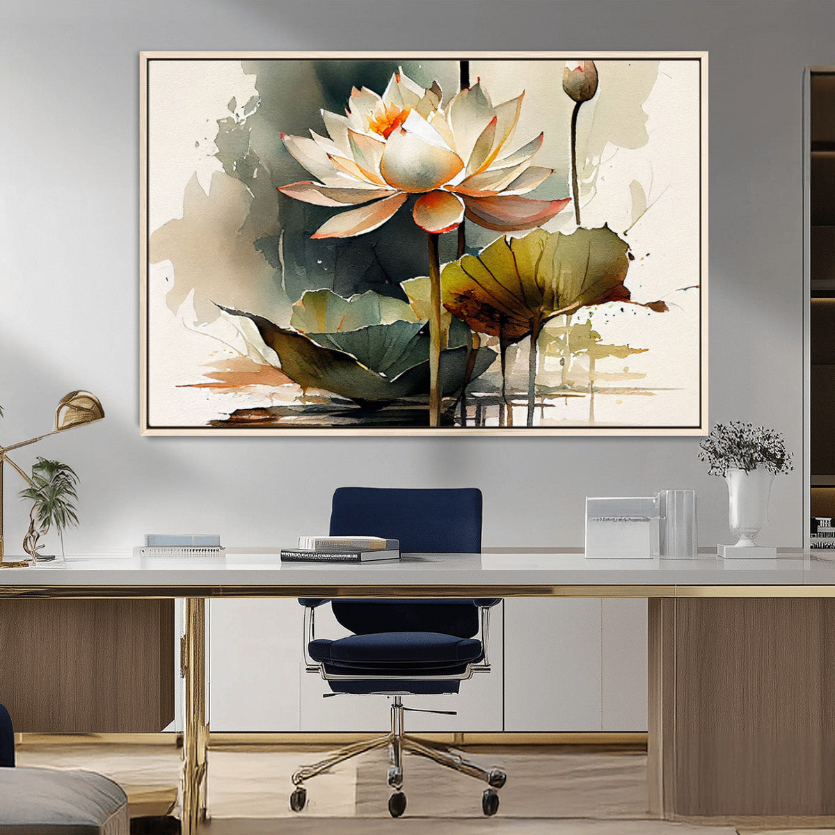 Lotus Flower Watercolor Canvas Print | A Symbol of Serenity and Growth in Soft Watercolors