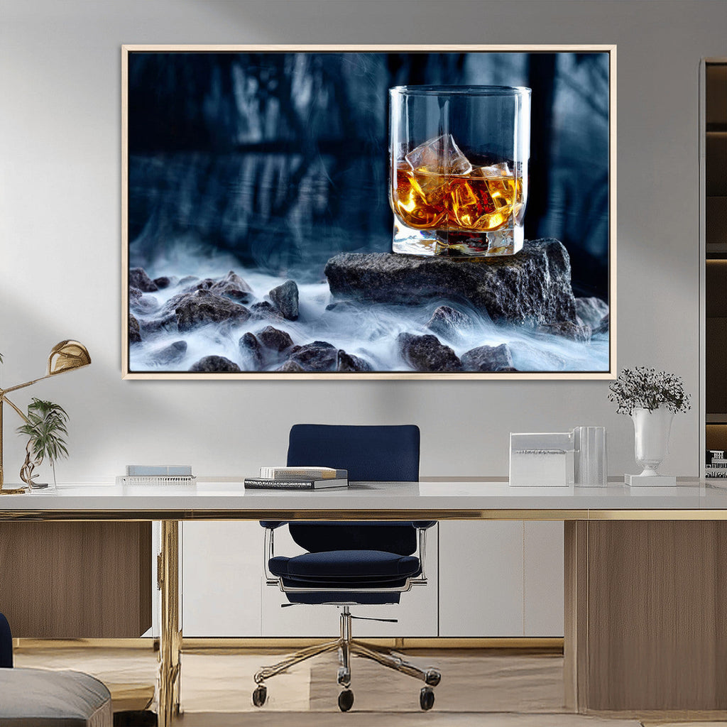 Whiskey Ice Wall Art Canvas Print