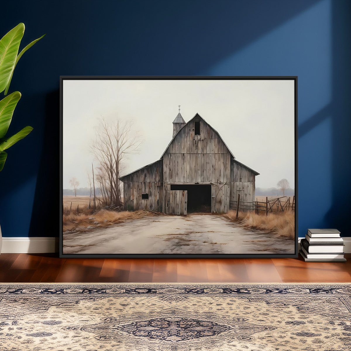 Farmhouse Rustic Barn Wall Art Canvas Print, Framed and Ready to Hang