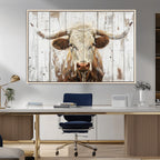 Rustic Longhorn Bull Wall Art Canvas Set