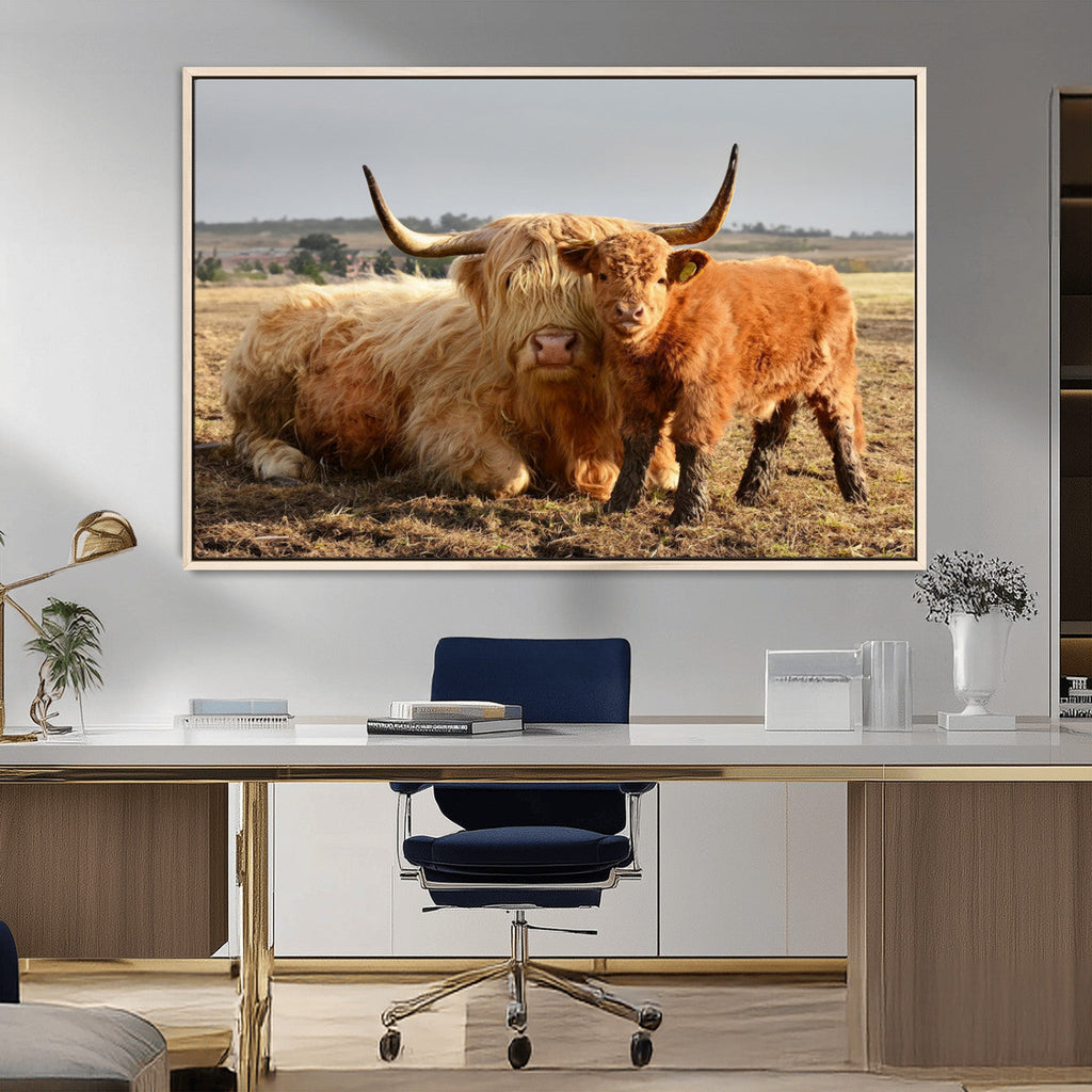 Highland Cow Canvas Wall Art Animal Print for Farm House Decor