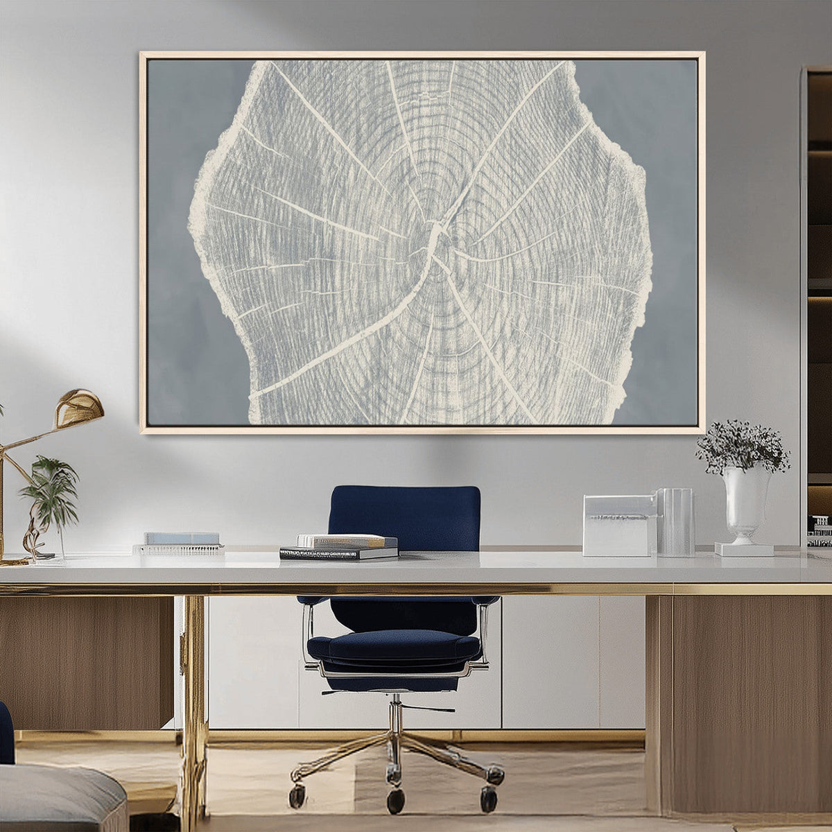 Abstract Tree Ring Wall Art Canvas Print, Framed and Ready to Hang