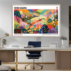 Framed Yayoi Kusama 1986 Wall Art Print | Japanese Wabi Sabi Vibrant Abstract Landscape Canvas