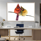 Cardinal Bird Canvas Wall Art, Male and Female Cardinal Print, Nature Inspired Bird Decor